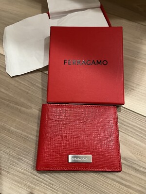 New Salvatore Ferragamo Revival Men Wallet Leather Bifold Card