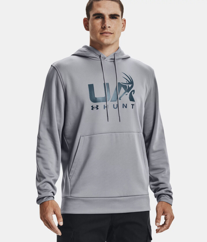 New Under Armour Men's Armour Fleece® Hunt Logo Hoodie 1369611 035 Steel  SM