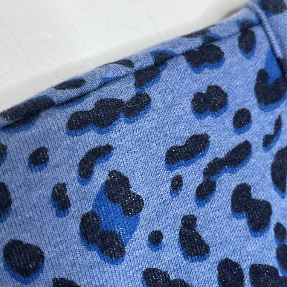 Sudadera Pullover T By Talbots Estampado Leopardo 1/4 Cremallera Azul Para Mujer Talla Pequeña Foto 3 de 4