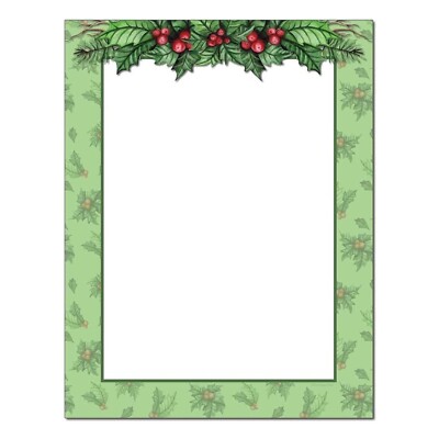 Jolly Holly Christmas Letterhead Printer Paper - 8.5''x11'' - 100 Sheets (olhx81)