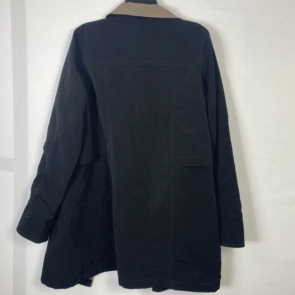 Jones New York Raincoat Women Black Pockets Water Resistant Hooded Full Zip - Image 2 of 4