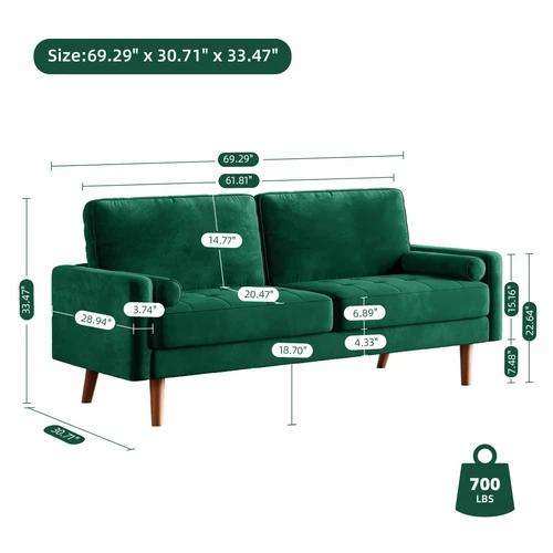 2 / 3 Seater Teddy collections Velvet Sofa with 2 Pillows Couch Love Seat Settee Green Gray