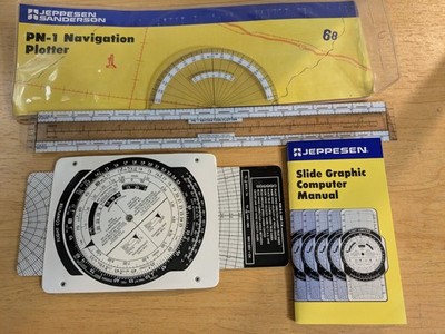 Vintage 1981 Jeppesen Sanderson E6B Flight Computer Slide Graphic Manual Lot