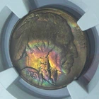 Rainbow Toned 1923 Buffalo Nickel NGC Eye Candy Series AU58 Near BU UNC 5c Coin