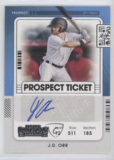 2021 Panini Contenders Prospect Ticket 2 JD Orr #PT2-JO Auto 7m3