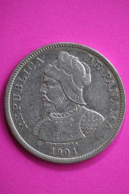 パナマ 1904年 銀貨 25セント High Grade 1904 Panama 25 Centesimos Silver Coin Guaranteed