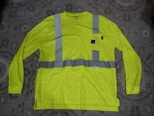 Walls High- Vis Shirt Men's XL Yellow Long Sleeve 3M Scotchlite ANSI Class 2