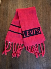 Vintage 80s LEVI  S Strauss Acrylic Fringe Scarf RED Winter Wear Humphreys Goods