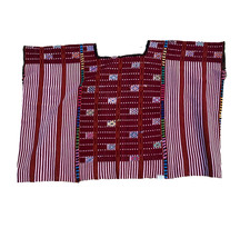 Vintage Guatemalan Striped Huipil--Maroon and Lavender