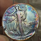 1941 WALKING LIBERTY SILVER HALF DOLLAR AMAZING RAINBOW TONING # 2767