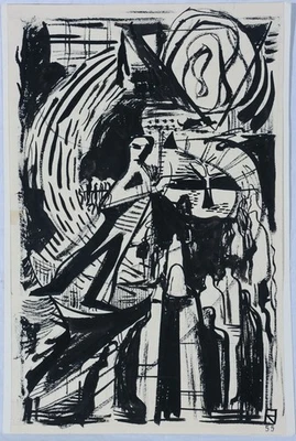 Rolf Henning: Mischtechnik/Aquarell/Gouache? monogrammiert 1955 - Bild 1 von 4