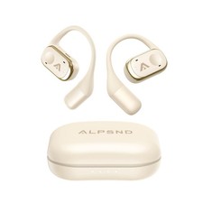 Beige Wireless Bluetooth 5.4 Open Ear Headphones Earbuds 40H ENC IPX4 Sport