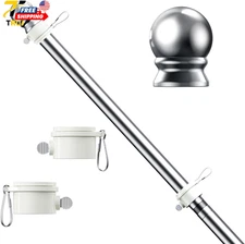 5 FT Flag Pole for Kit Tangle Free Spinning Weather Resistant Rustproof Metal