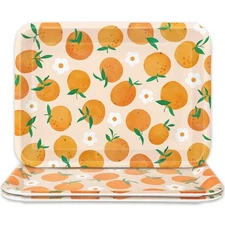3Pcs Orange Serving Trays Tangerine Plastic Tray 10 x 13 in Citrus Serving Pl...