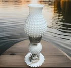 VINTAGE HOBNAIL MILK GLASS LAMP MCM