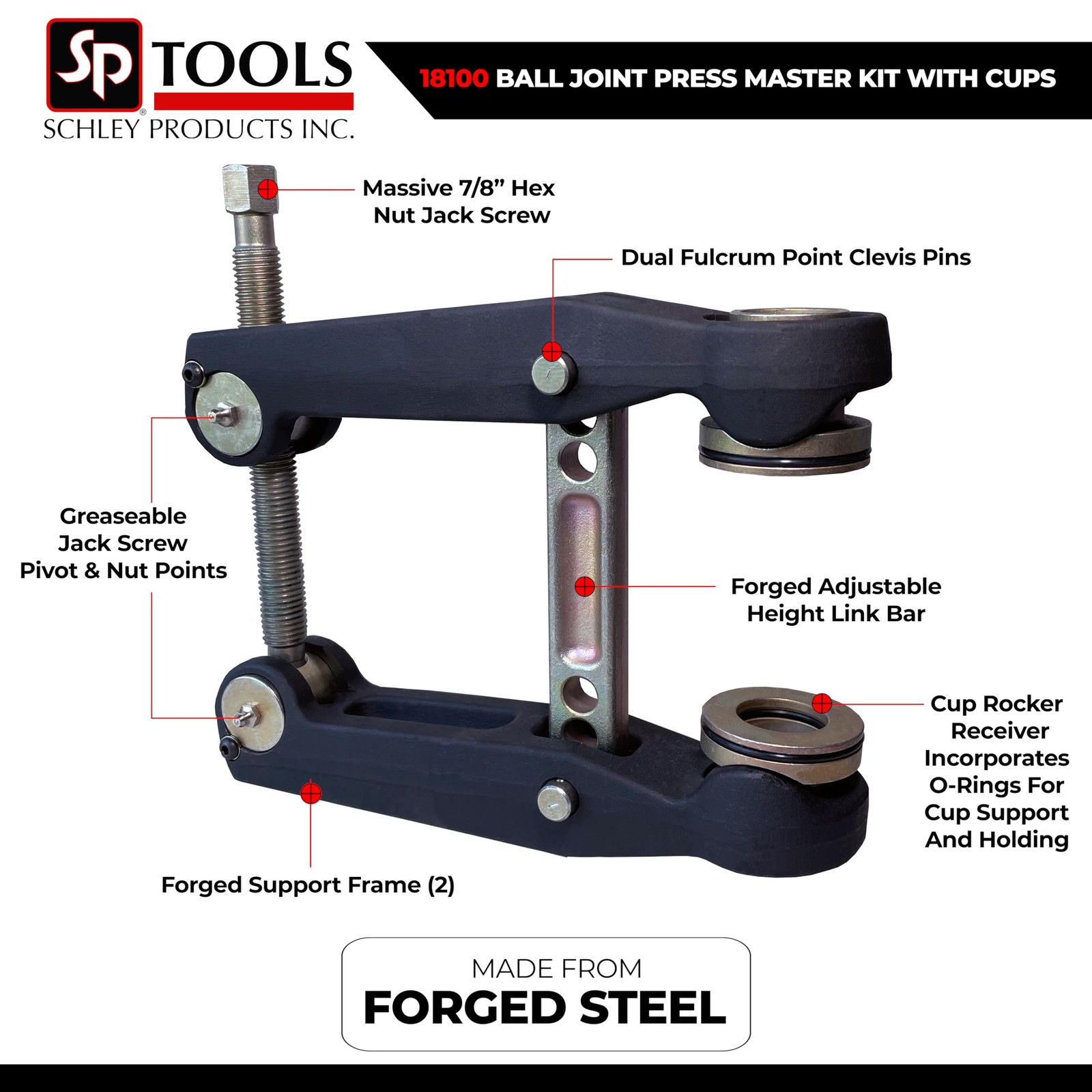 Schley Products 18100 Ball Joint Press Tool Master Set with Cups – Heavy Duty