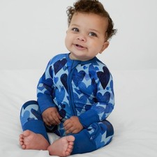 Little Sleepies Blue Hearts Crafts Zippy Pajamas MSRP 38 Blues 3-6 months
