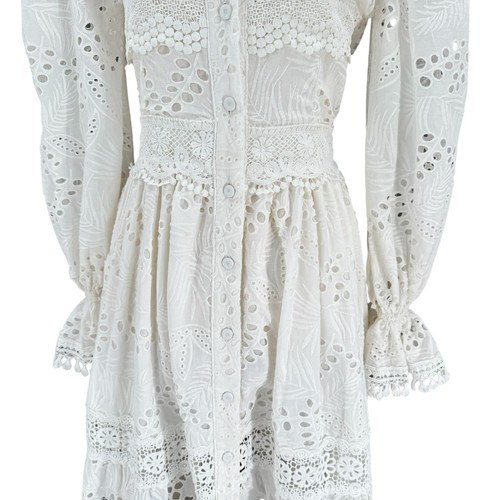 WAIMARI Cotton Eyelet Maxi Dress XS White Ruffle Lace Croquette Cottagecore Boho - Picture 5 of 15