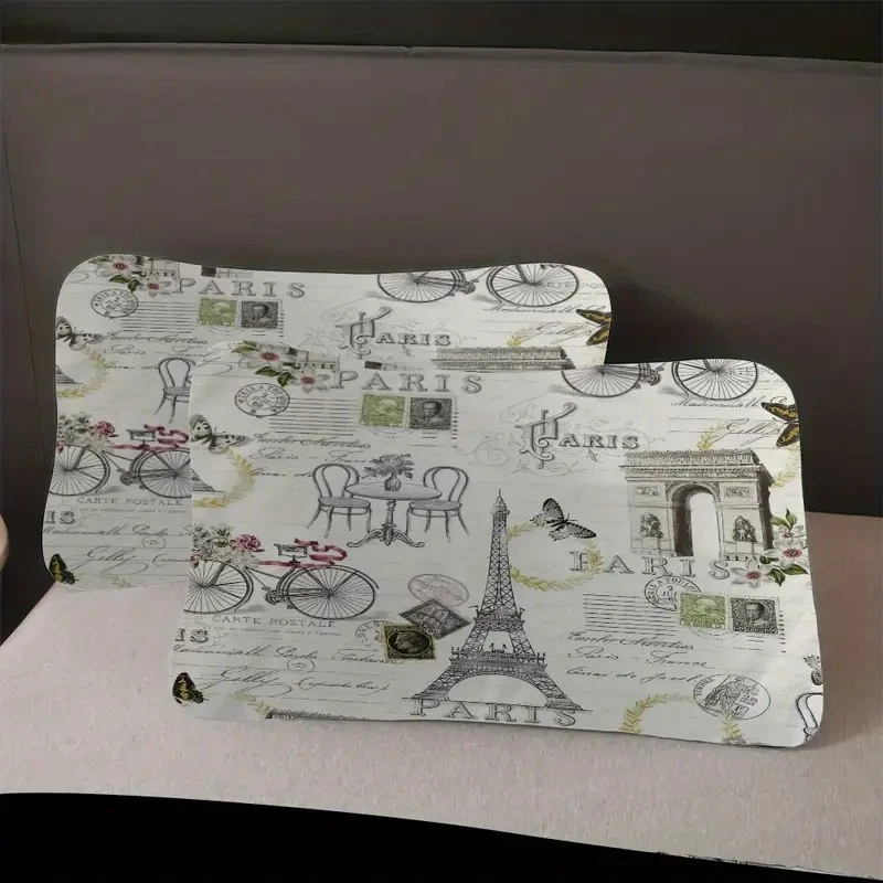 Parure de lit double housse de couette thème Tour Eiffel Paris taie d'oreiller - Photo 3/4