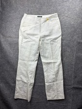 Lauren Ralph Lauren Women s 100 Linen White Straight Leg Pants Sz 12 Boho VTG