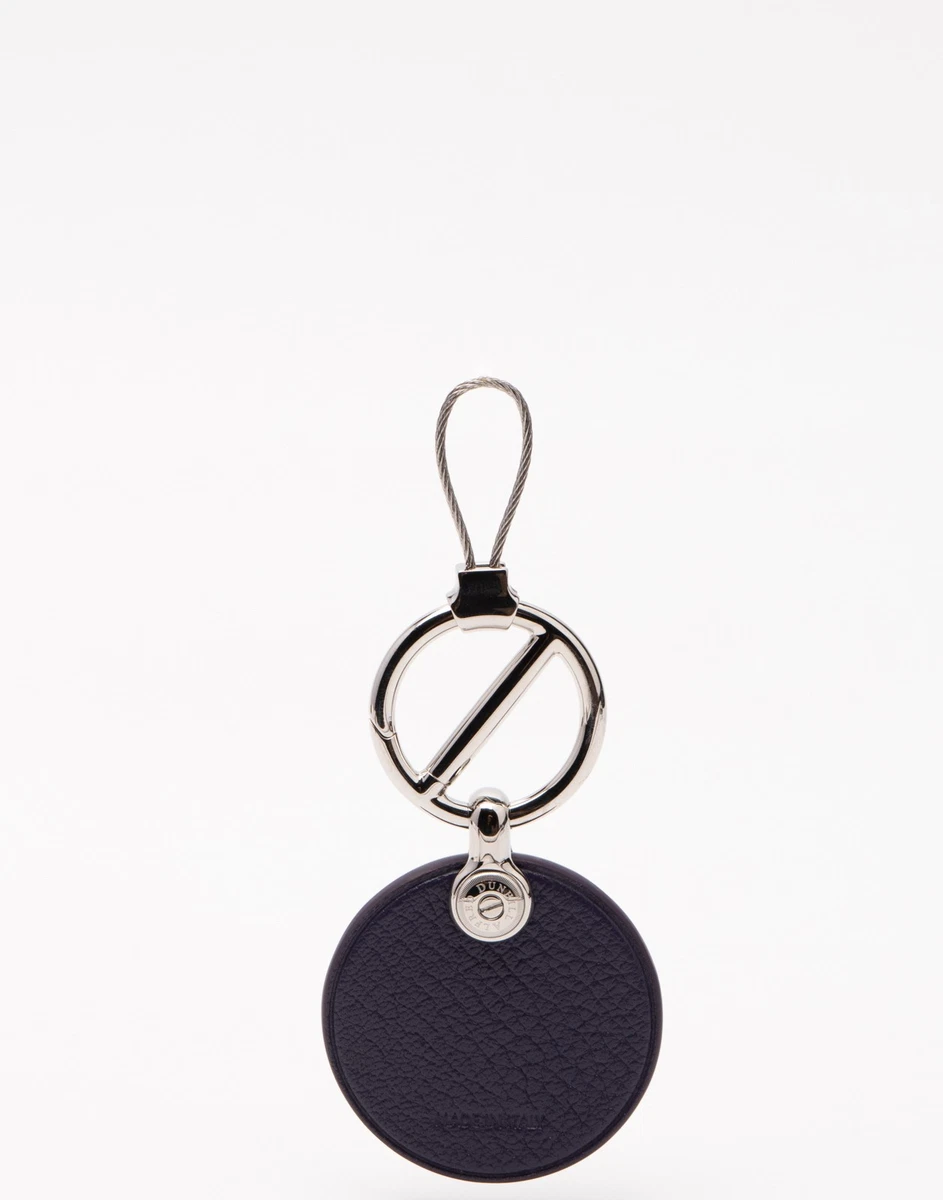 RRP€275 DUNHILL Leather & Metal Keyring Logo Purple Made in Italy
