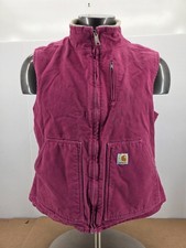 Carhartt WV001 RBY Vest Womens X Large Raspberry Pink Sherpa Lined Canvas Work