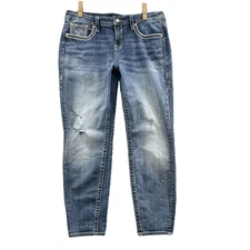 Vigoss Heritage Skinny Jean Womens 16 Whisker Western Y2k Rodeo Bike Grunge Boho