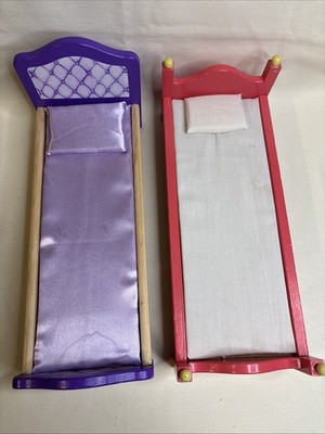 Kidkraft Wooden Doll Beds (Set of 2) Dollhouse Furniture Fits 12'' Doll Purple