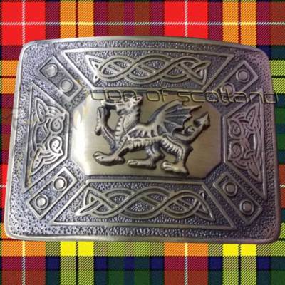 Highland Kilt Gürtelschnalle walisischer Drache antikes Finish/Schottische keltische Schnallen