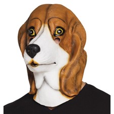 HUNDE LATEX MASKE / Beagle Hundemaske Karneval Fasching Tier Kostüm / Party Deko