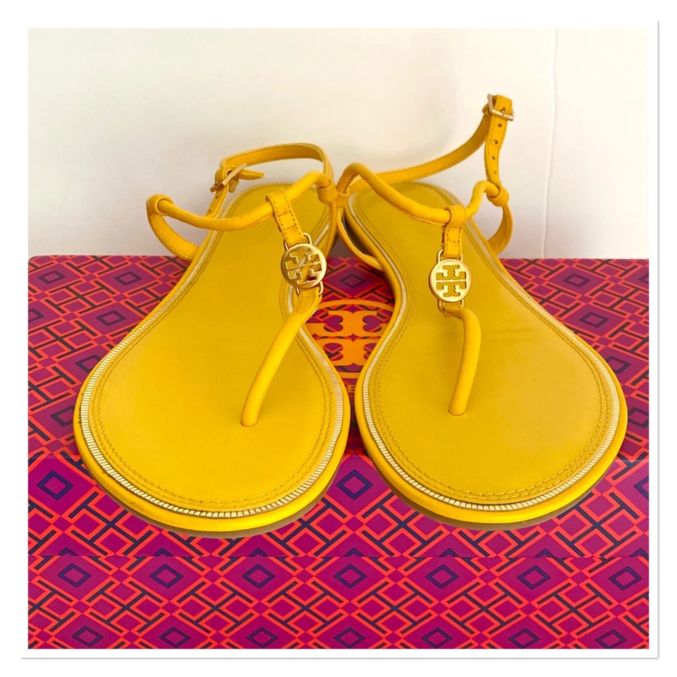 Sandalias de Tanga TORY BURCH Amarillo Jilguero Logo Emmy Talla 8.5 Foto 2 de 4