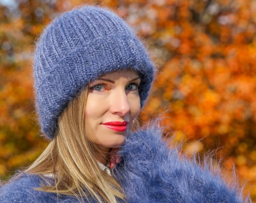 Fuzzy mohair hat thick beanie wool ski cap warm hand knitted skullcap SUPERTANYA - Picture 30 of 60