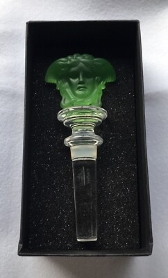 VERSACE Medusa Rosenthal Wine Bottle Stopper Clear Green Crystal