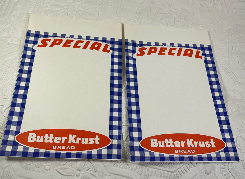 Butter Krust Bread Paper Price Sign Lot of Ten 4 1/2” X 7” Advertising