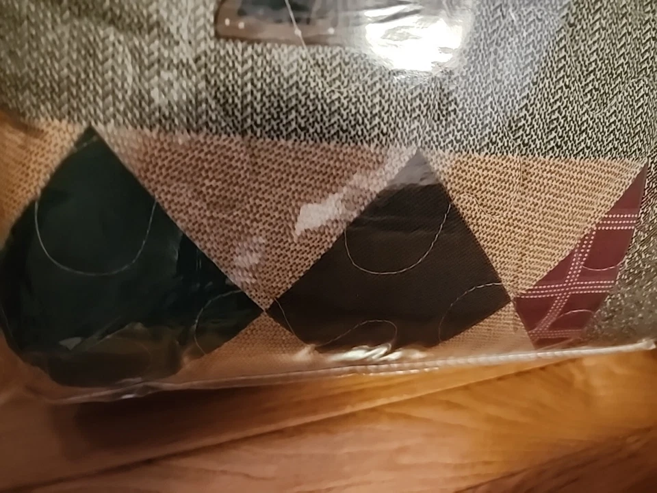 Juego Completo/Reina Edredón Alce Lodge Pez/Canoa Tono Tierra Patchwork Marrón/Verde NUEVO Foto 4 de 4