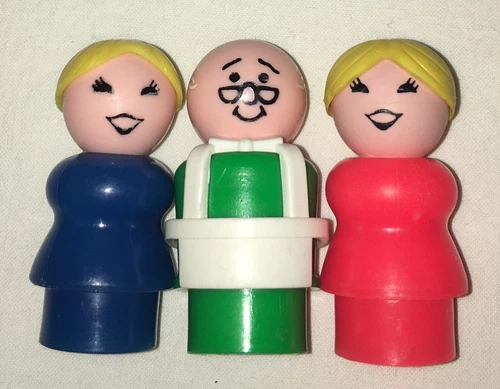 Vintage Fisher Price Little People Sesame Street Mr Hooper & Moms