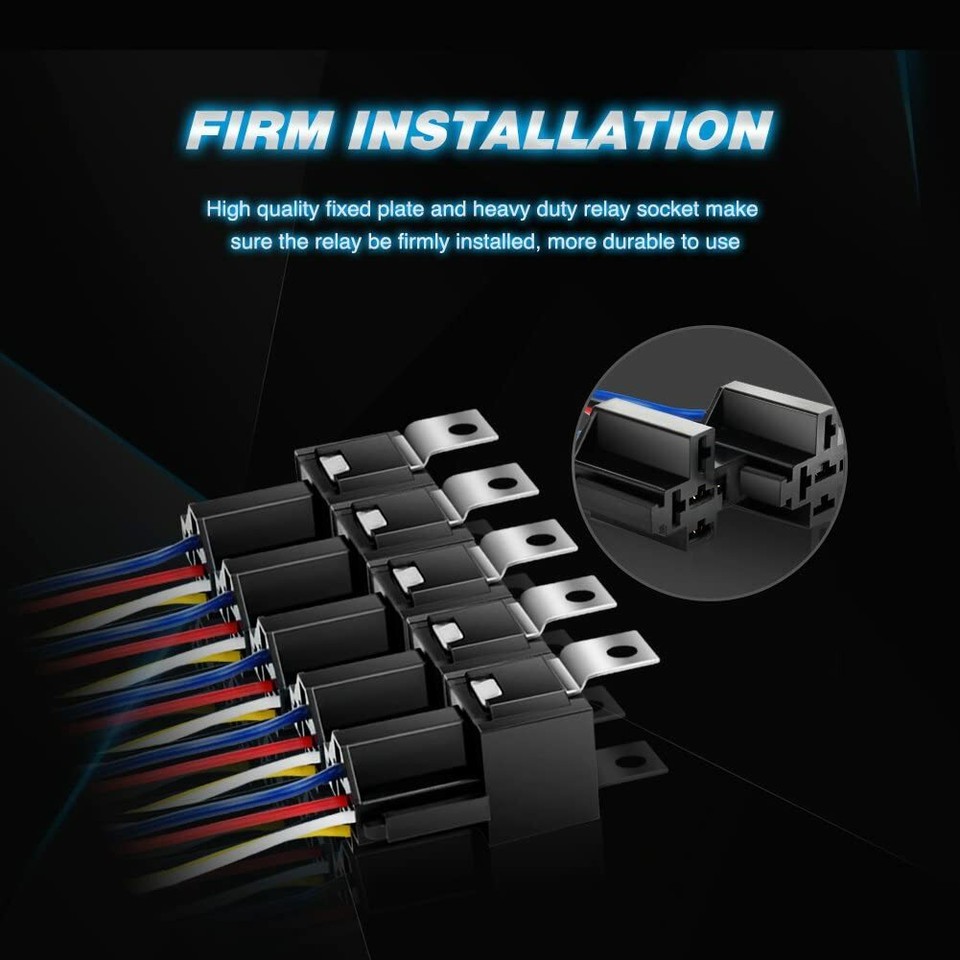 12 V 6-Pack 12V 30/40 Amp 5-Pin SPDT S With Wires & Harness - Foto 10