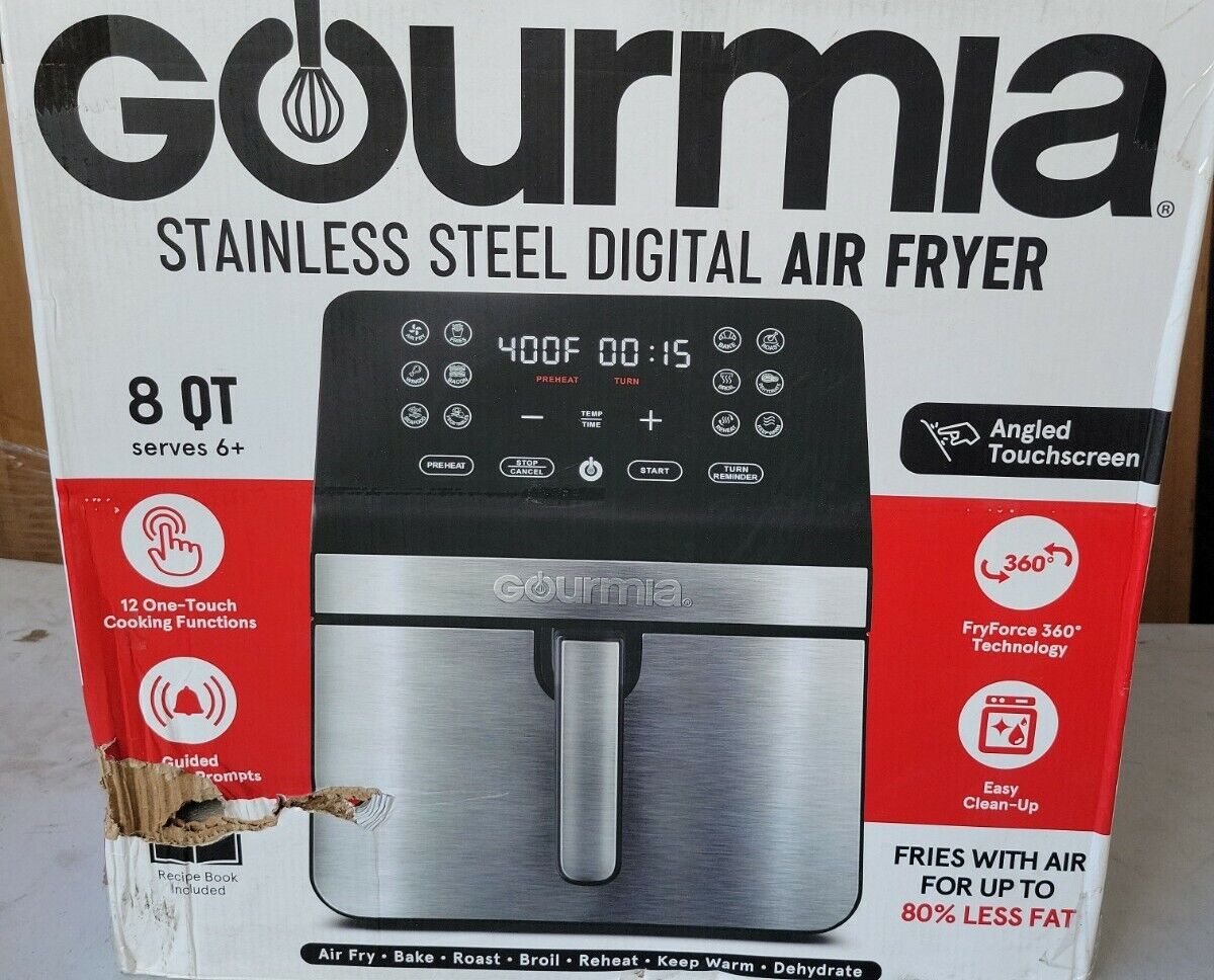 Gourmia 8-Qt Digital Air Fryer with Guided Cooking, Stainless