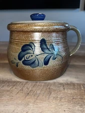 Rowe Pottery Historical Collection Salt Glaze 7.5” Crock Canister W/Lid