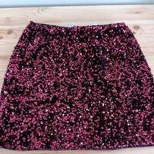 Love Ady Women's Sequin Embellished Mini Skirt - Wine Black - Size M