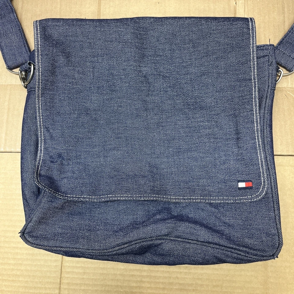 Bolso Mensajero Tommy Hilfiger Azul Denim Años 90 De Colección Correa para el Hombro con Logo Foto 2 de 4