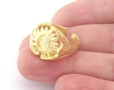 Sun Ring Adjustable Ring Bezel Raw Brass 5x7 mm Round Setting 7-9us size 4776