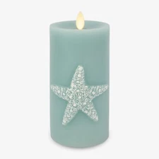 Luminara Embossed Starfish Flameless LED Candle Moving Flame Pillar Unscented...