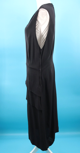 VTG Women's 30s Black Sleeveless Drop Waist Dress M/L 1930s - Picture 4 of 23