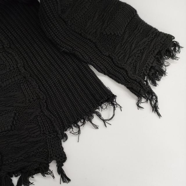 PERVERZE WAVE STRIPE CRASH KNIT ダメージ加工 0121010511 カーディガン ブラック パーバーズ 5-0503M 259398 PERVERZE WAVE STRIPE CRASH KNIT Distressed 0121010511