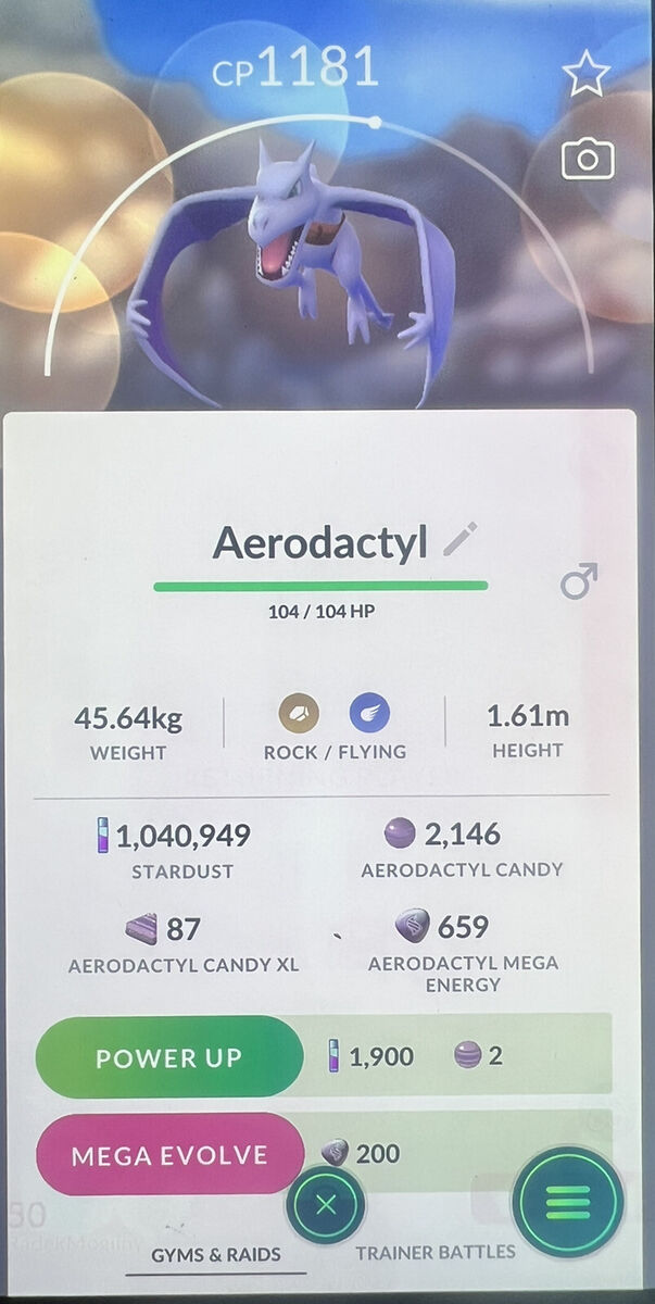 SHINY ✨ AERODACTYL W/SATCHEL!!! ✨ - PKMN GO!!! - NON REGISTERED