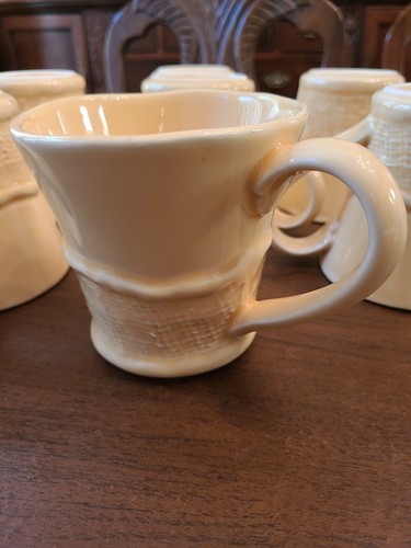 Horchow Mugs Cups NEW Yellow Butter Glazed Ceramic Made in Italy Lattice - Picture 10 of 10