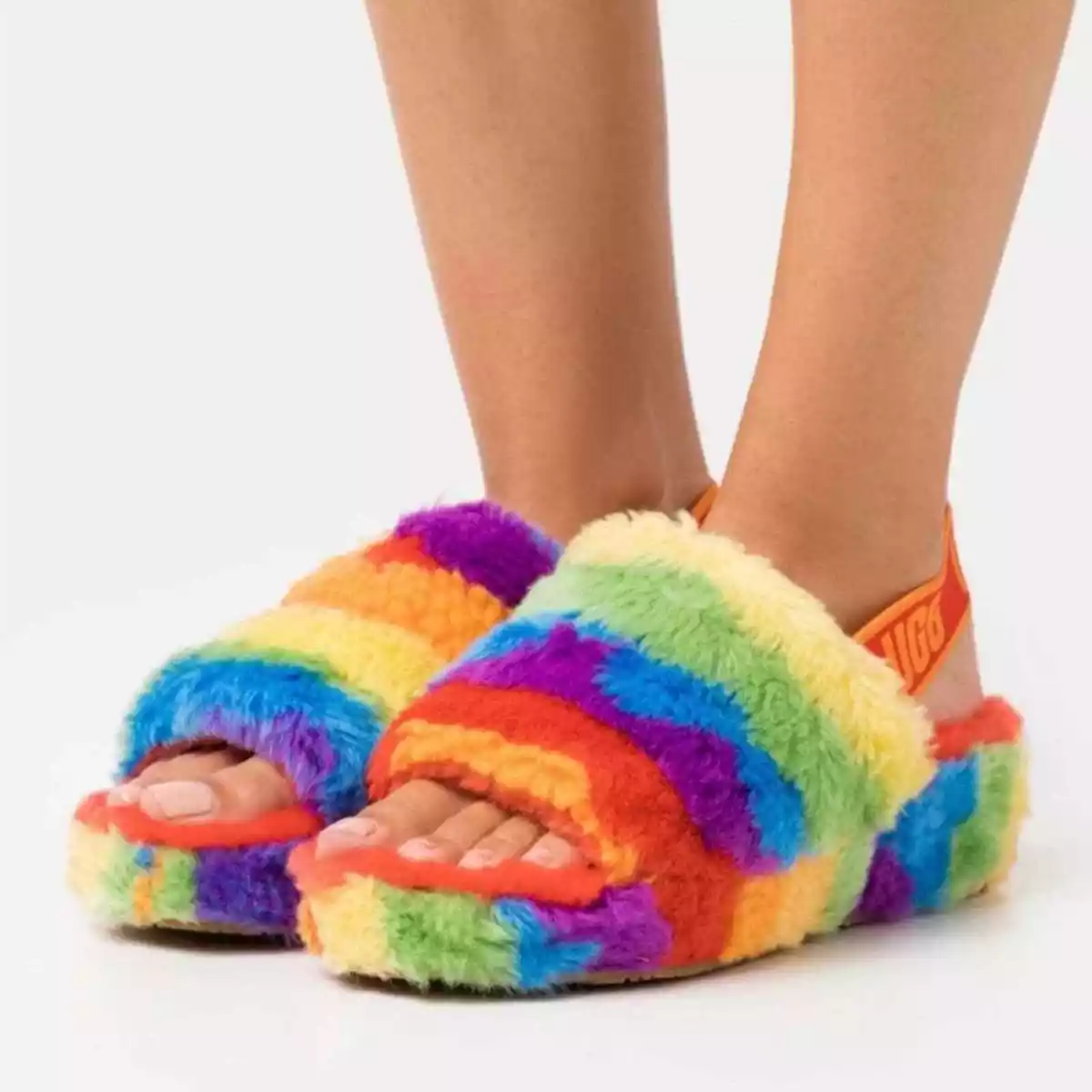 Rainbow uggs slides hot sale