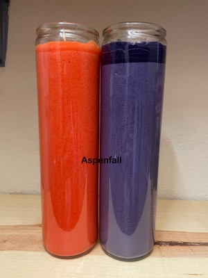 Orange & Layered Purple Candle -Unscented 2''x 8''  Halloween FREE SHIPPING