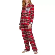 Lands' End Ladies' Flannel Pajama Set  2-piece  Red  S